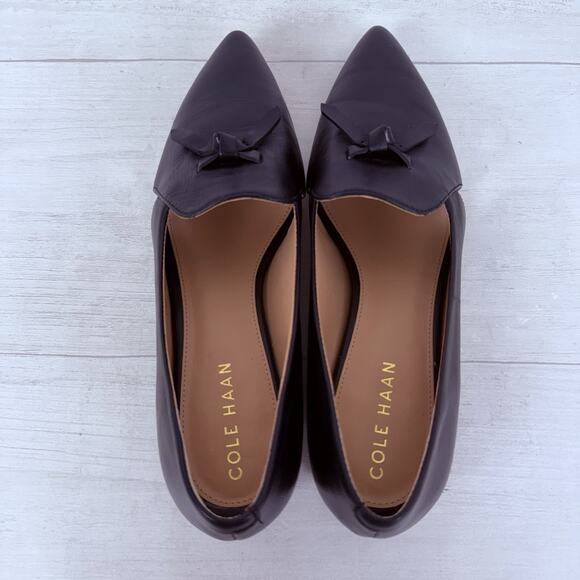 Cole Haan Black Leather Shoes Loafer Size 6B Viola Skimmer Slip On Pointed Toes - Picture 7 of 12